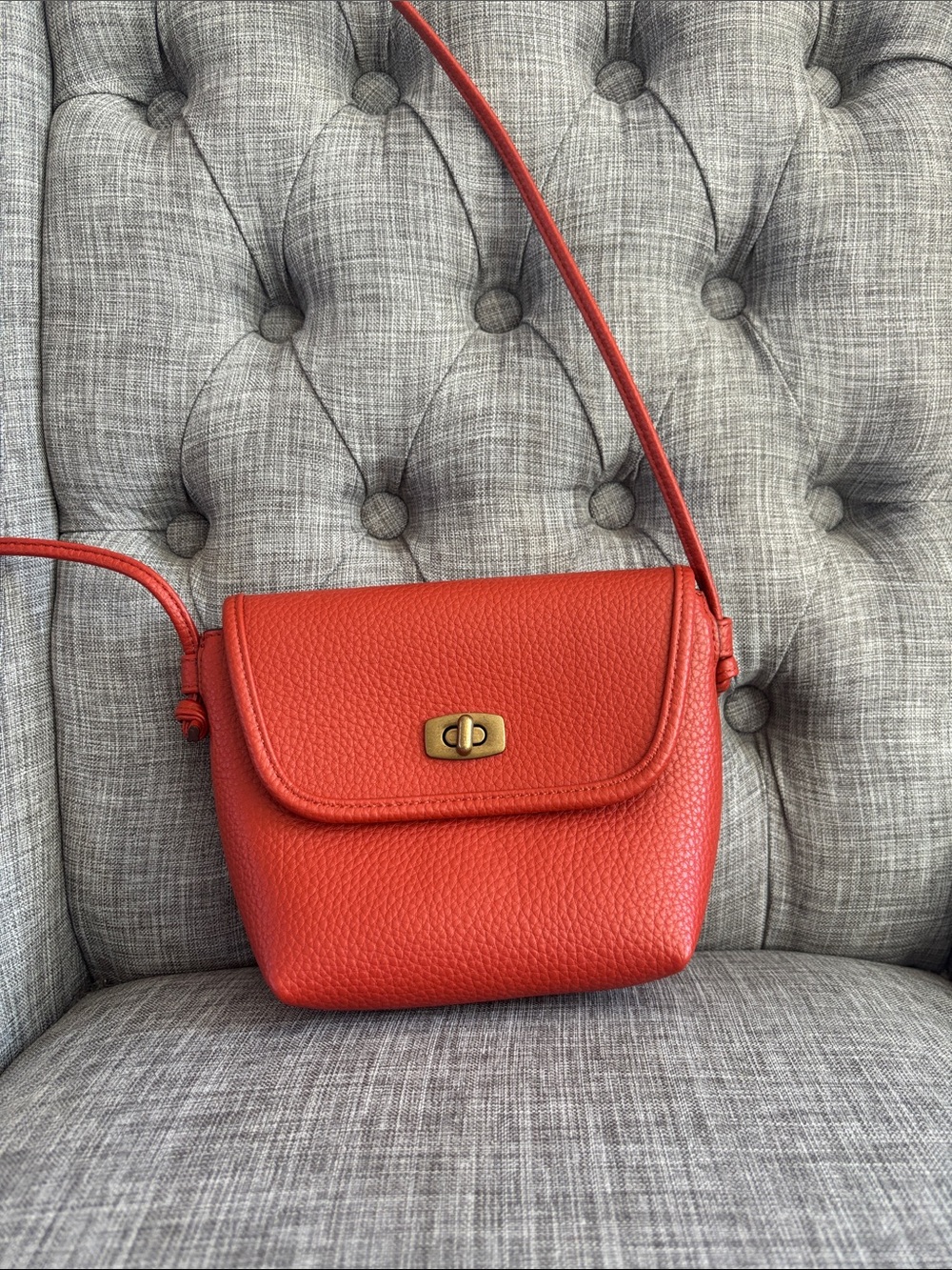 Burnt Orange Pebbled Leather Crossbody Bag